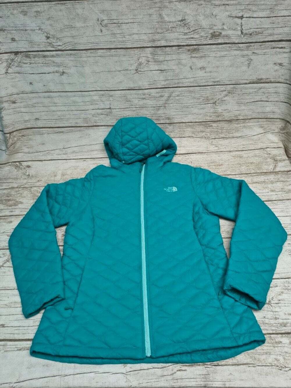 The North Face Teal Quilted Thermoball Hooded Jacket Women's L